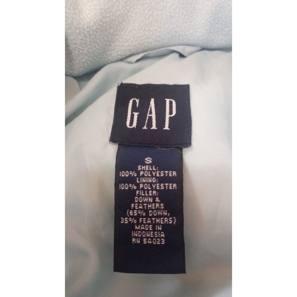 Gap Women's Size Small Puffer Down Jacket Baby Blue Button Zip Pockets- Quilted - Picture 10 of 12